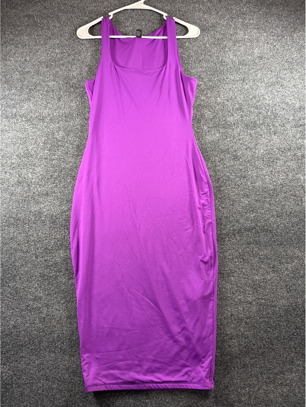 Forever 21 Womens M Purple Sleeveless Bodycon Midi Dress Scoop Neck Stretch